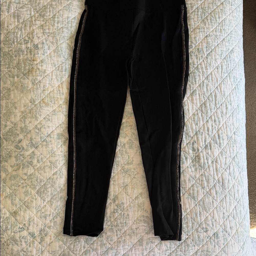 Alice Blue Black Skinny Pants with Silver Accents